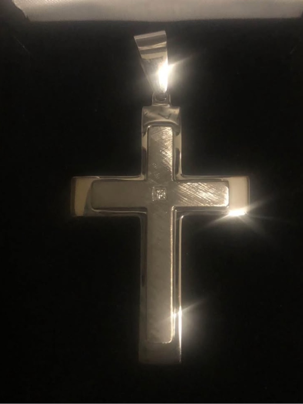 Kay Jewelers Men’s Stainless Steel Cross Pendant With Diamond Accent Brand New